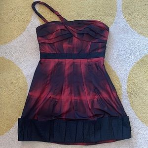 BCBG MAXAZRIA cross strap red/black party dress 6